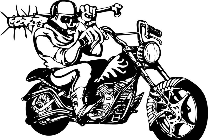 摩托车(黑白线描)-15矢量图(编号:54565)_交通