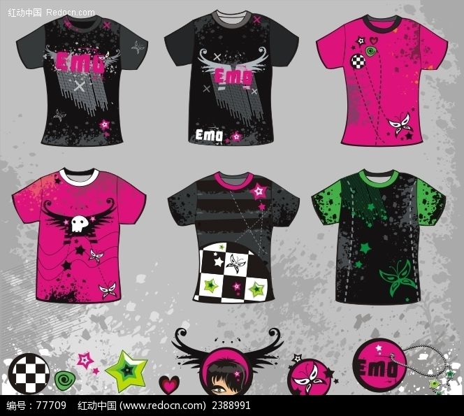 T恤T-shirt印花和吊牌矢量图(编号:77709)_印花