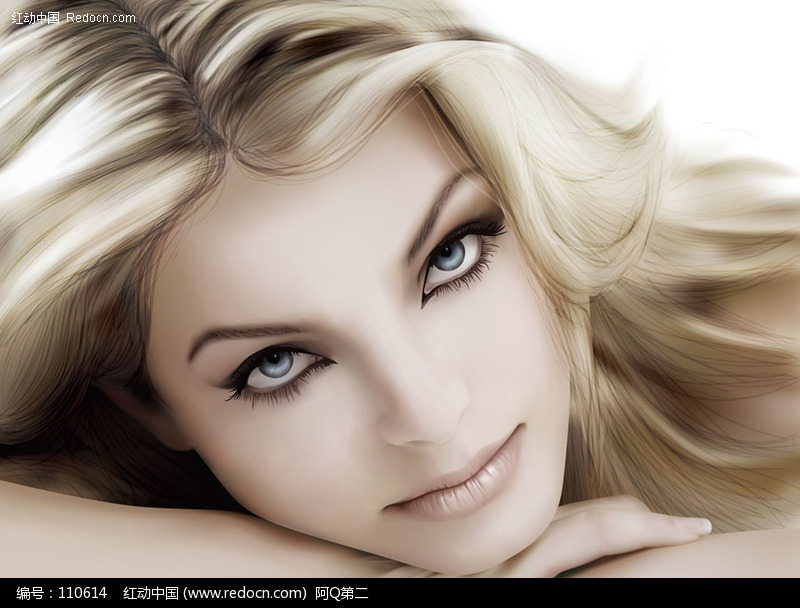 逼真矢量国外美女面部特写-美女矢量图|女人矢
