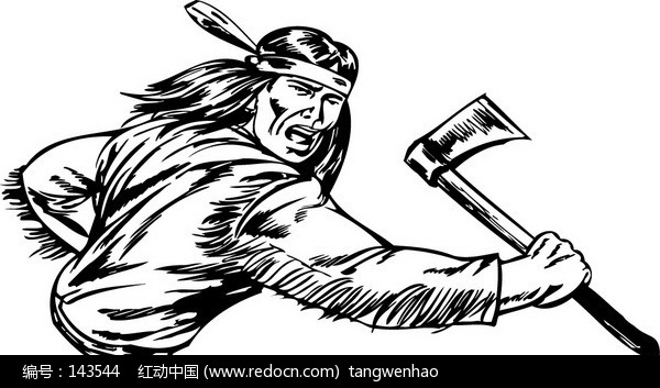 拿起斧头狠劈的土著人设计图片