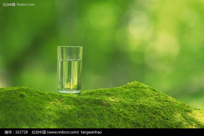 石头上盛满清水的玻璃杯图片(编号:162728)