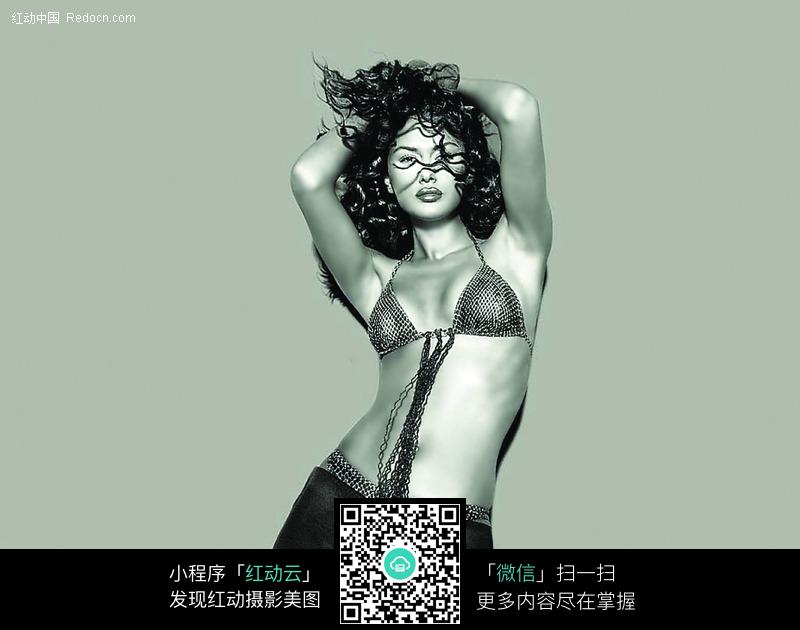 穿着<em>胸罩</em>动作充满诱惑的<em>美女</em>图片-人物图片素