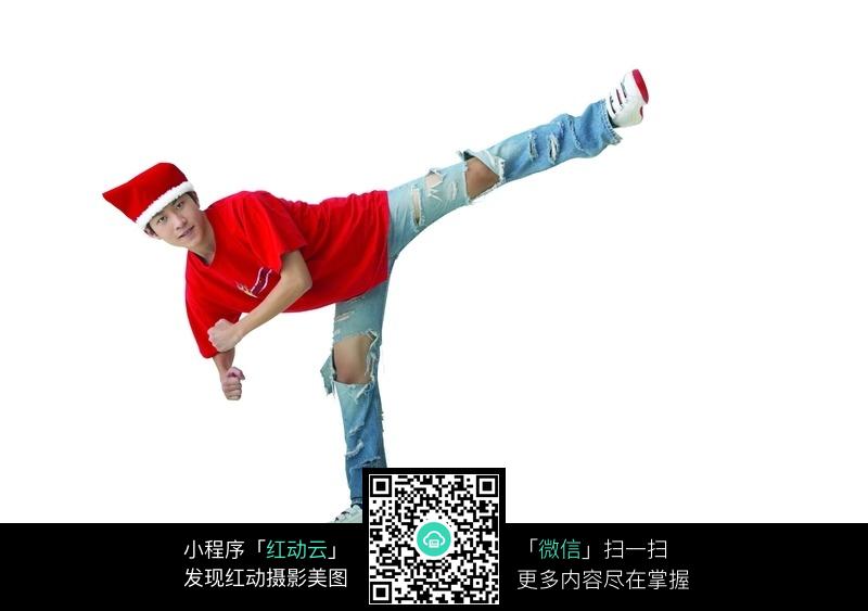 <em>穿</em>红上衣<em>破</em>牛仔裤抬腿<em>的男人</em>图片-人物图片素