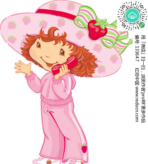 草莓妹妹刚运动完跟朋友<em>打</em>电话-儿童宝宝矢量