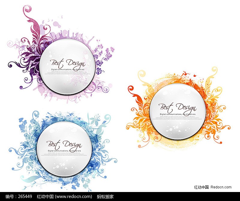 创意圆形花框<em>矢量图矢量图</em>(编号:265449)_边框
