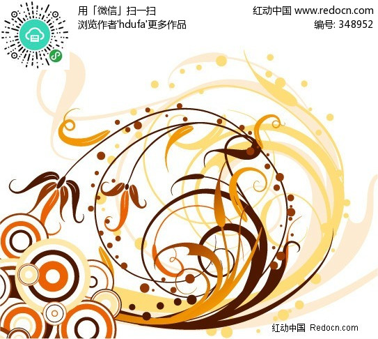 黄褐橙色系花纹矢量图(编号:348952)_花纹花边