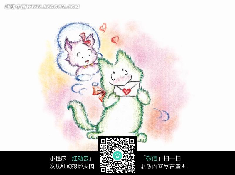思念情侣的卡通猫