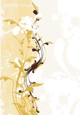 浅色暗纹背景上的卷草图案花-矢量花纹|矢量花