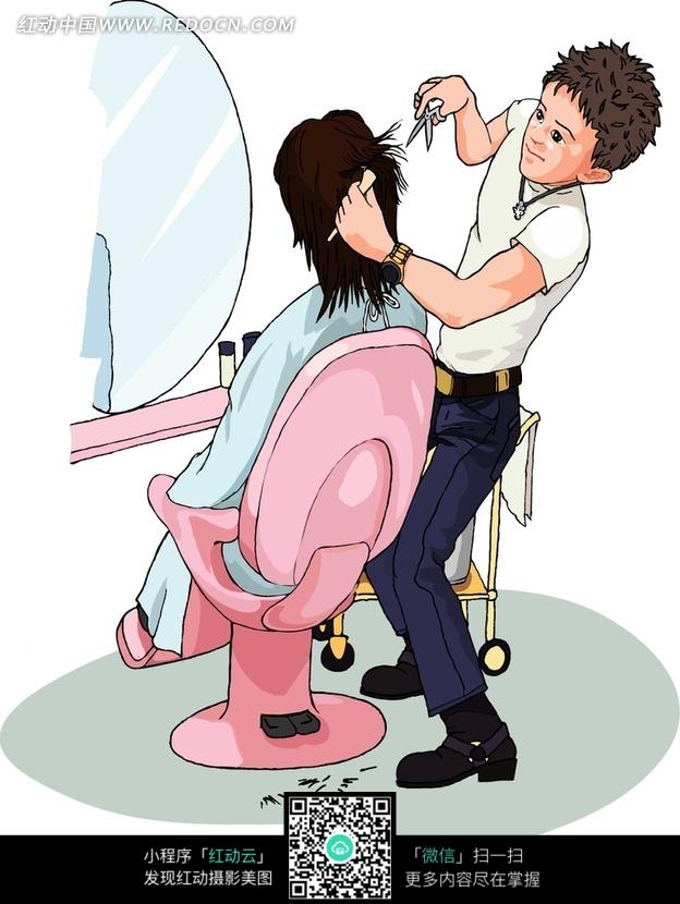 工作中的<em>理发师图片</em>(编号:725737)_人物卡通_