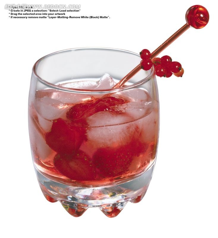 一杯加冰的草莓冷饮(带PSD Mask扣图遮罩)(编