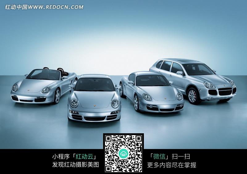 四台保时捷概念车停在一起图片-现代科技图片