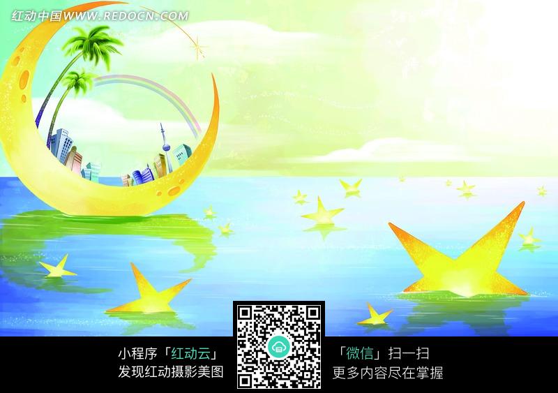 和星星夜晚图片内容有月亮和星星夜晚图片版面图片