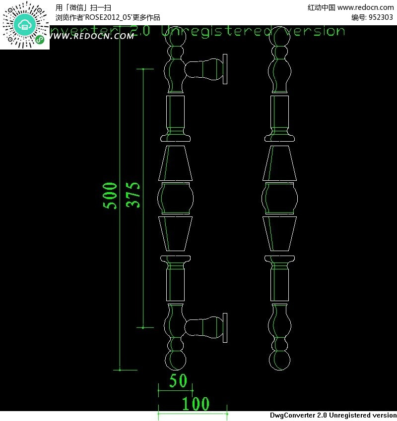 门拉手设计图纸-各种几何形组成的门拉手-CA