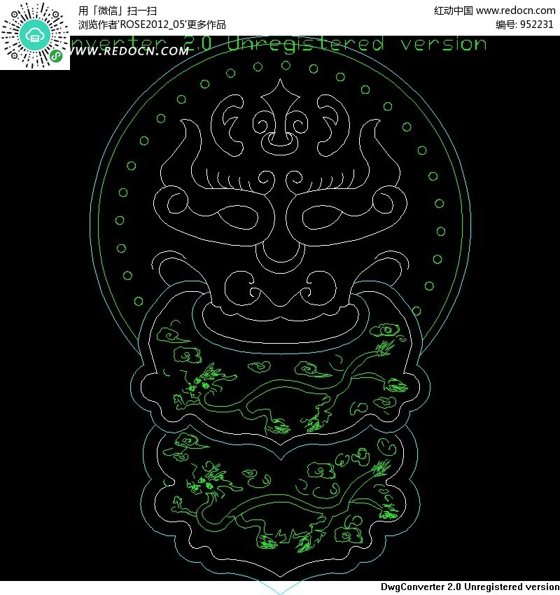 古代门饰设计(编号:952231)_CAD图库_材质|贴