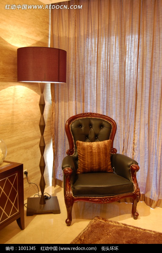 沙发边上的一个落地台灯图片素材图片(编号:1