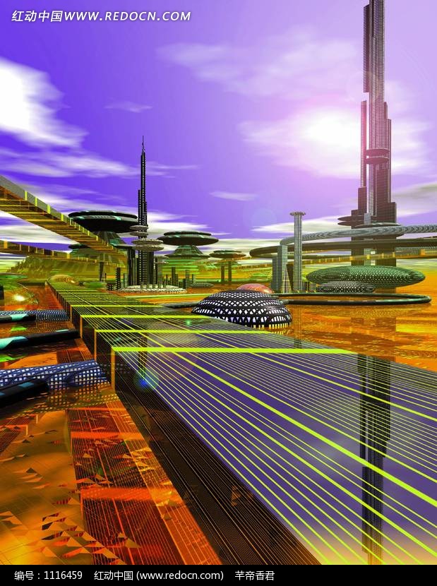 未来都市与交通道路效果图图片(编号:1116459