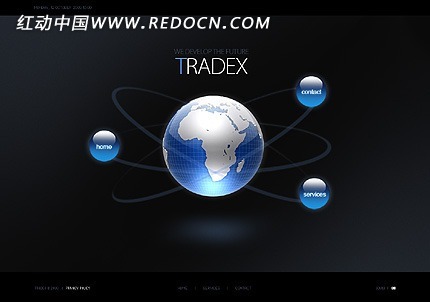 欧美简洁黑色背景蓝色水晶网页按钮网页源码[