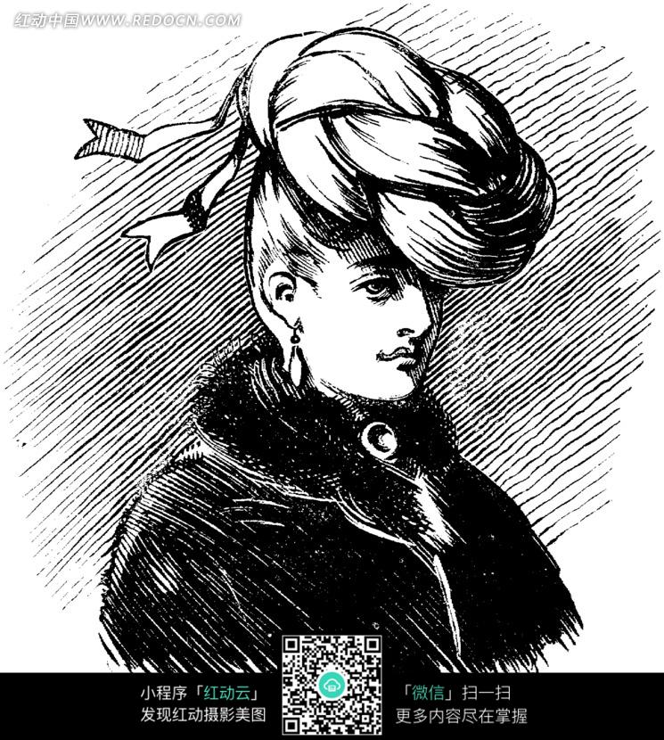 绘画盘着大头顶的辫子漫画插画-女人漫画|插画dc索尼图片图片