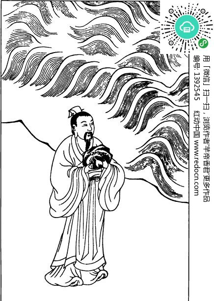 站在江边的古代男子-书画矢量图下载(编号:1392545)图片