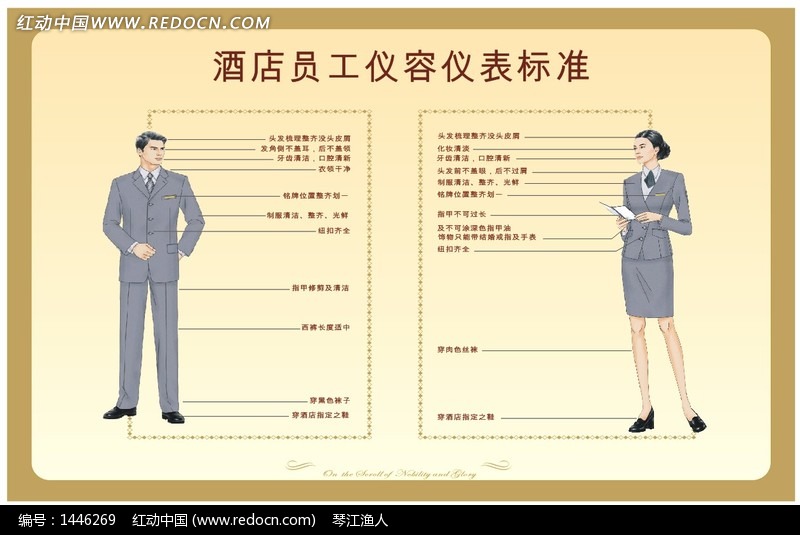 正规<em>酒店</em>仪容<em>标准</em>展板设计模板下载(编号:144