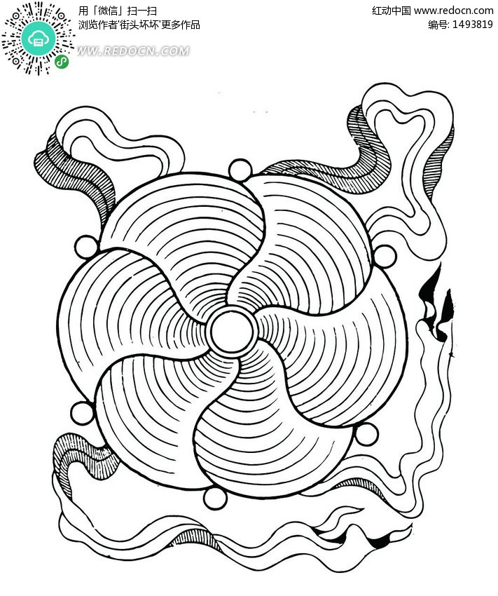 矢量手绘抽象花瓣插画图形设计图片