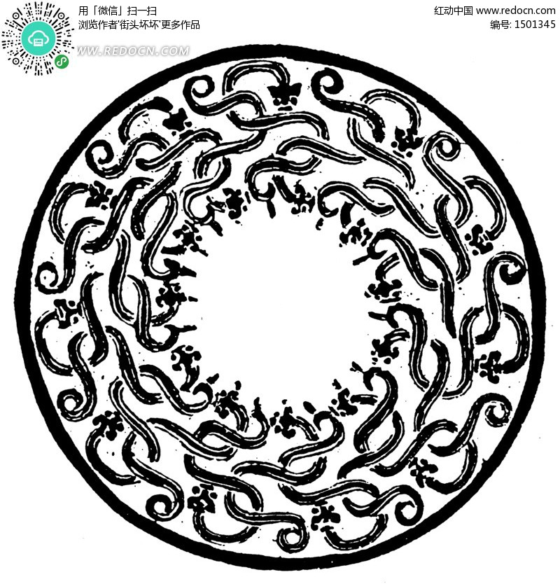 中国传统圆形龙纹底纹矢量图(编号:1501345)图片