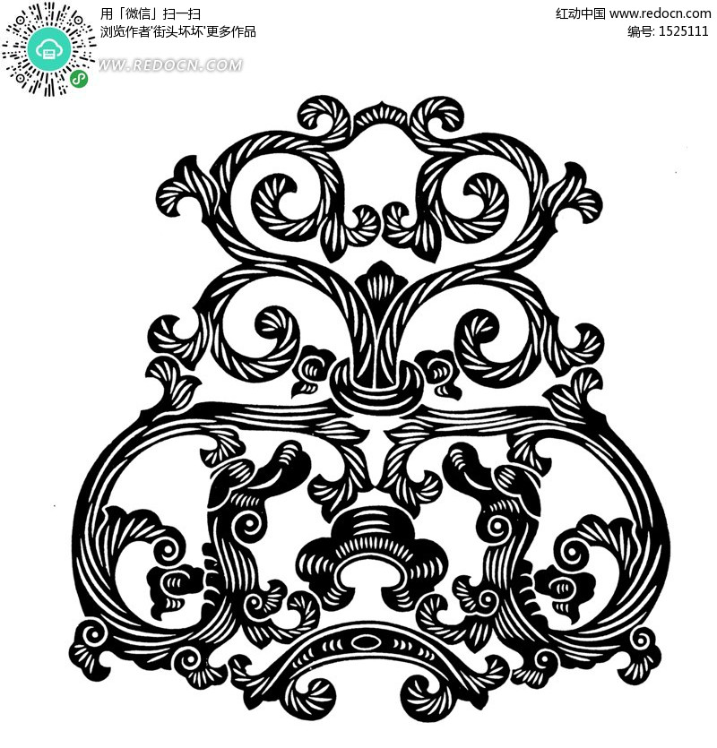 龙的黑白图案黑白墙绘图案素材花的变形黑白图案