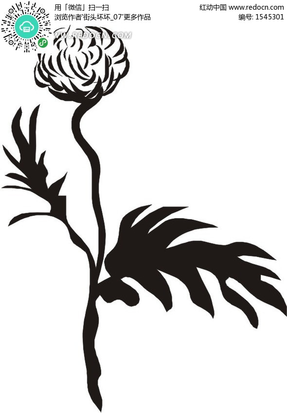 黑白花朵线描图图片