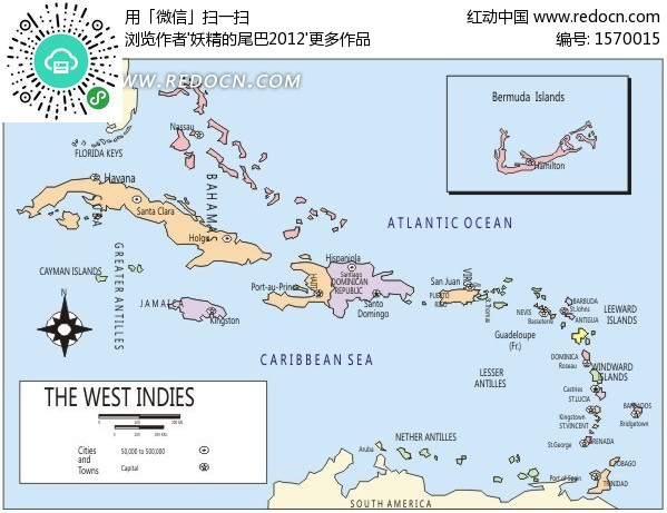 西印度群岛矢量地图矢量图(编号:1570015)