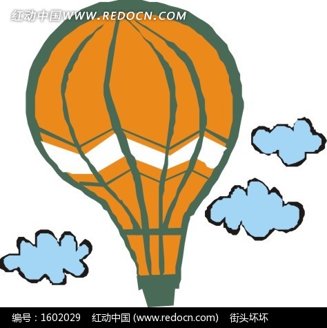 一个土黄色热汽球矢量图-交通工具矢量图下载