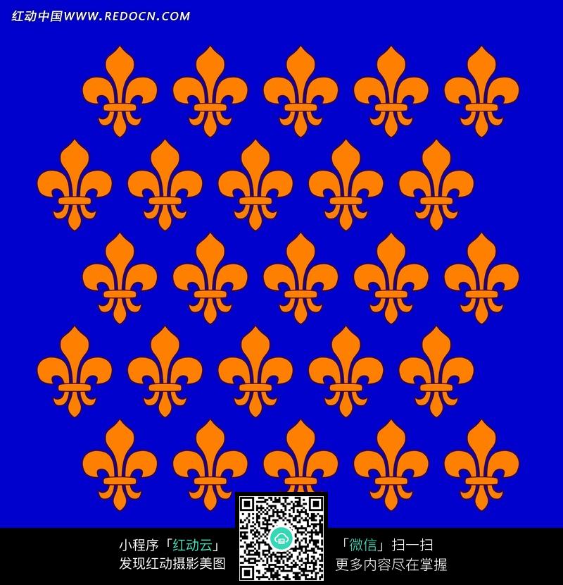深蓝色背景橙色花纹图案图片(编号:1645325)_