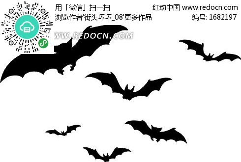 手绘空中飞舞的蝙蝠设计图片