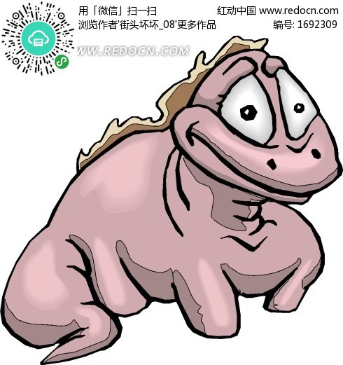 卡通画瞪大眼睛的小恐龙矢量图(编号:1692309)_陆地动物_生物世界