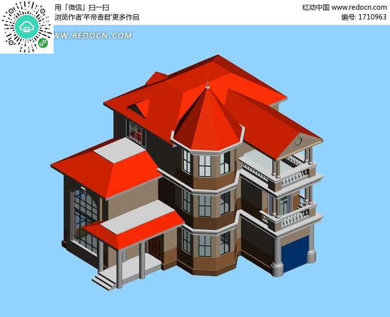 瓦 材质 英 红 瓦 设计 图 3d 设计 欧式 红 瓦 别墅 ...