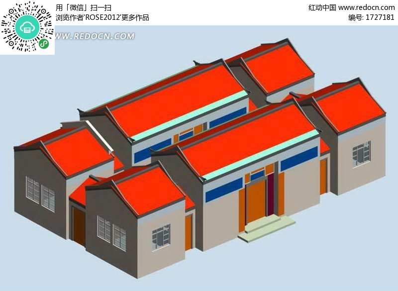 中国古代建筑设计楼房3D模型-3D模型下载 3D