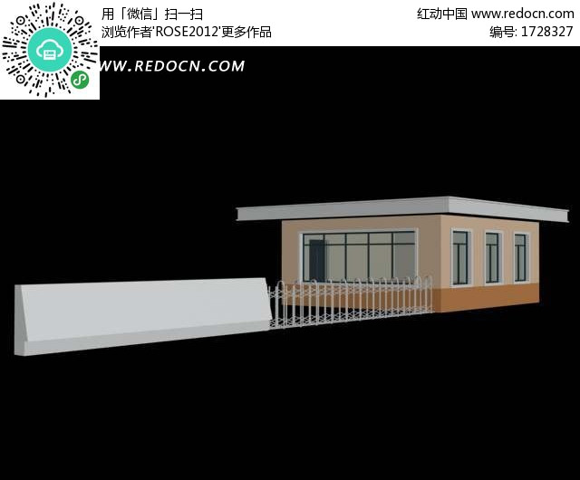 学校企业行政部门的大门3d模型 max(编号:172