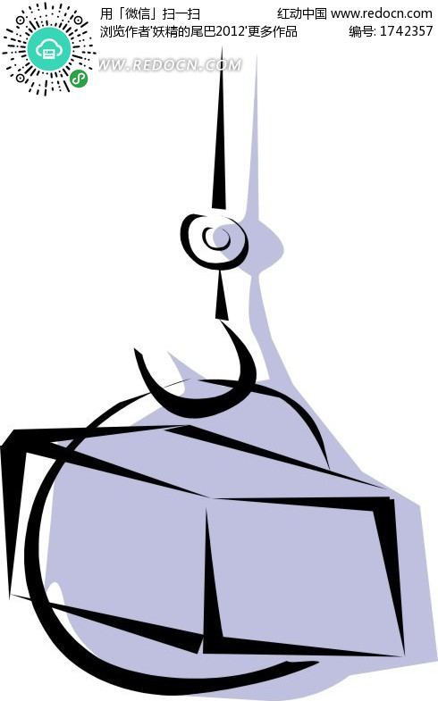 挂着东西的吊钩-生活百科 矢量素材下载(编号: