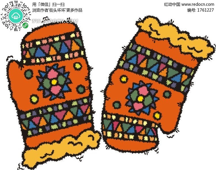 漂亮花纹的线手套设计图片