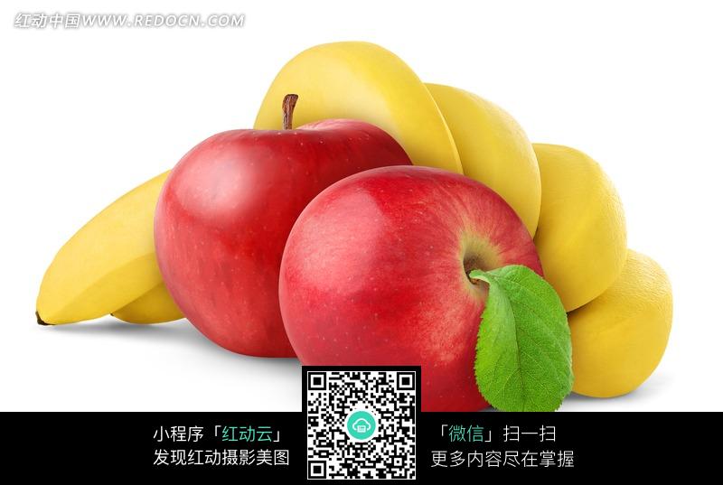 新鲜红苹果和香蕉设计图片